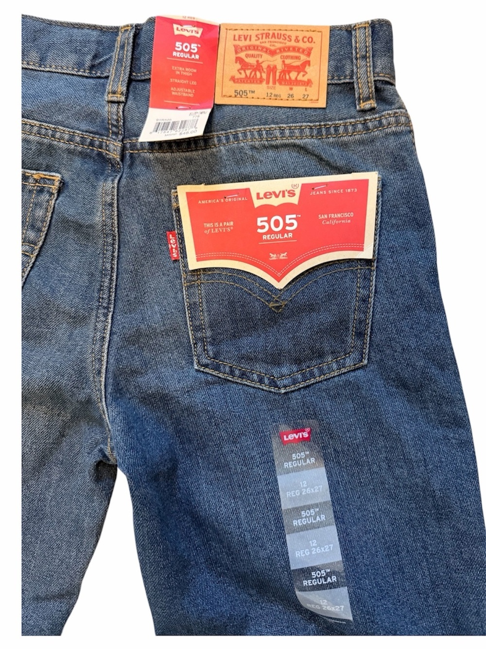Levi's Boys Straight Leg Jeans 505 Regular 26x27 12 Regular - Picture 2 of 4